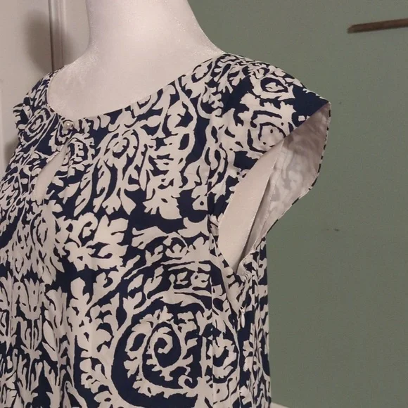 Lands End Navy Blue and White Dress Size 10 - Picture 7 of 15